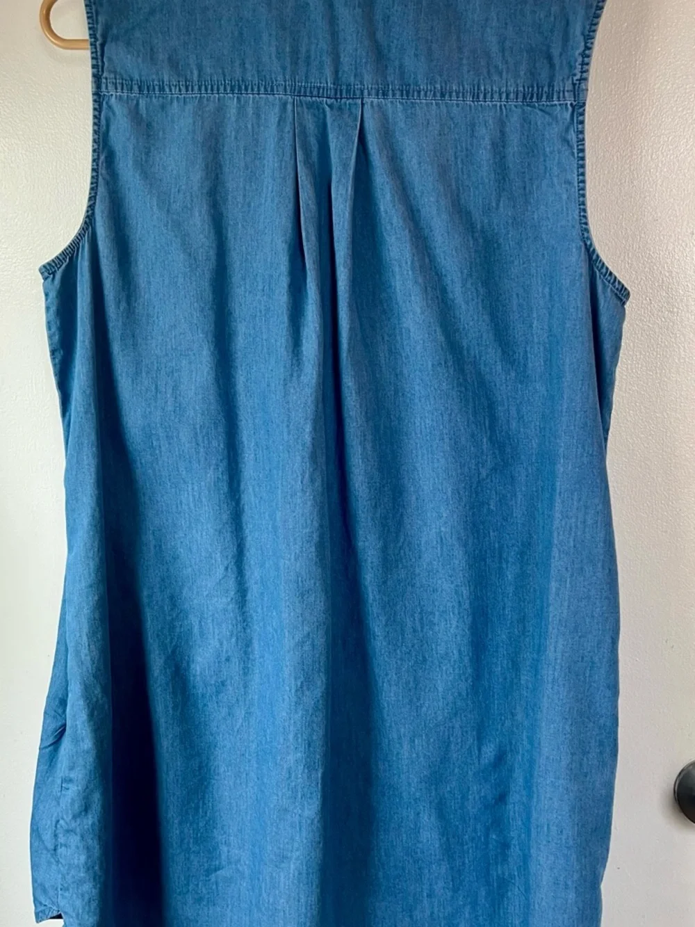 BLL New York Denim Tunic Dress XL Sleeveless Lace-Up Chambray Casual Boho Pocket - Picture 5 of 6